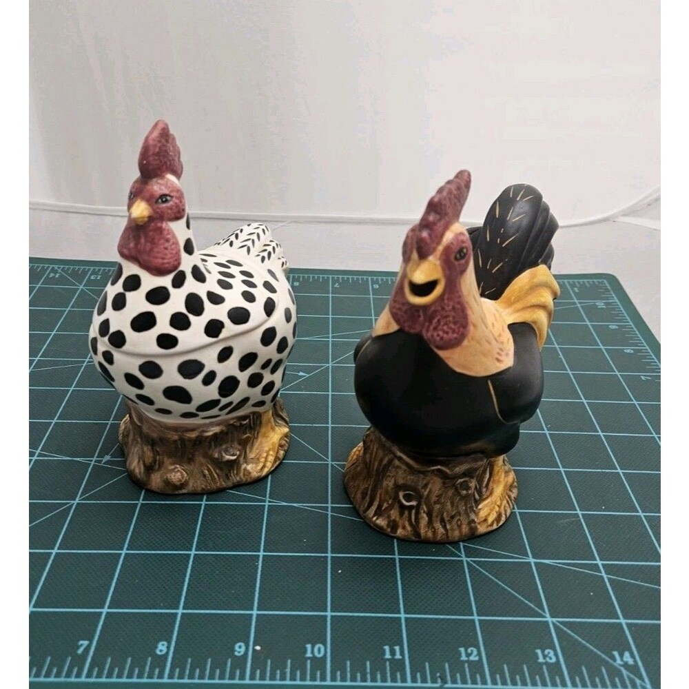 Sakura Cream & Sugar Set Rooster & Hen Hand Painted